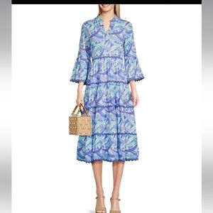 Sail to Sable Blue and Purple Midi Dress